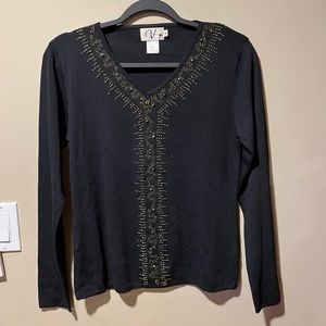 Variations S Black Embellished Top